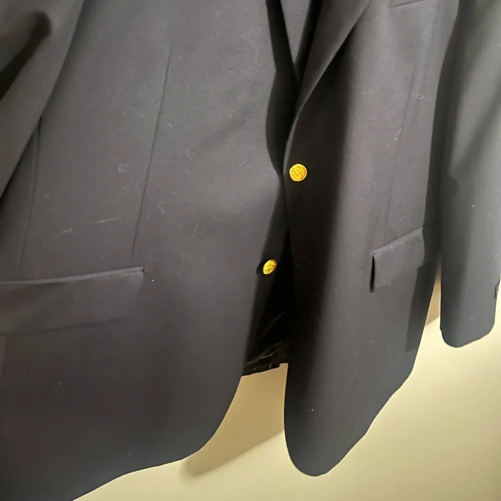 Brooks Brothers 346 Black Blazer Suit Jacket 2 gold button front size 48R